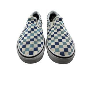Vans Classic Slip-On Skate Shoes - Blue & White Checkerboard (Size 10/11.5)